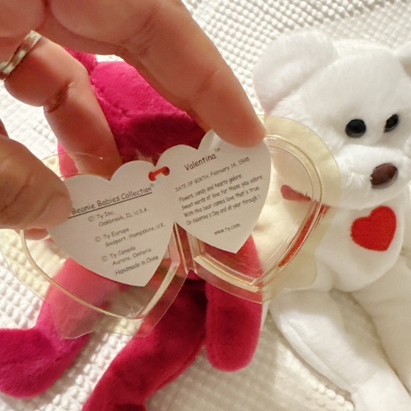 Ty Beanie Babies Red and White Bears - Picture 4 of 5
